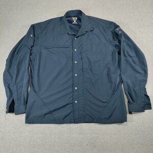 Mountain Hardwear Shirt Mens Large Blue Canyon Rolltab Sleeve Vented Nylon Blend